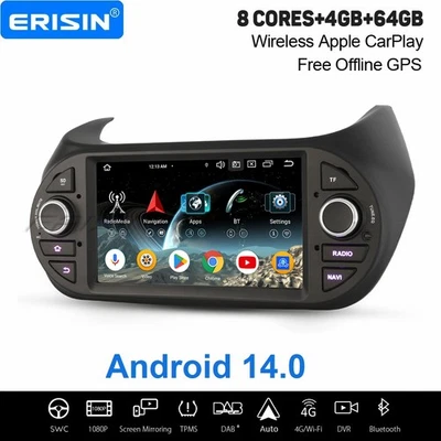 Android 14 Autoradio 4GB+64GB Navi Fiat Fiorino Qubo Peugeot Bipper Citroen Nemo - Bild 1 von 4