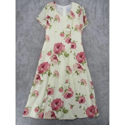 Vintage Scarlett Dress 10 Floral Rose Print Cottage Modest Maxi Wedding Lined - Image 1 of 4