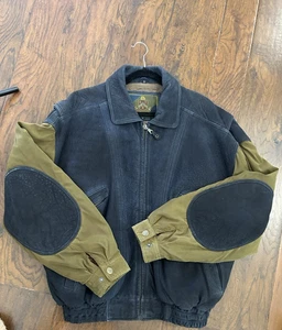 Vintage Structure Le Collezioni Leather Jacket Bomber Coat Elbow Patch Size XL - Picture 1 of 20