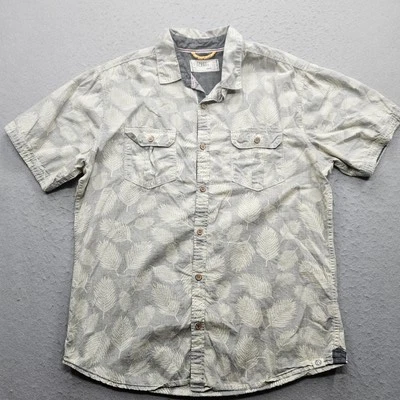 FREE PLANET Men's Casual Button Down Shirt Large Grey Leaf Pattern - Image 1 of 4