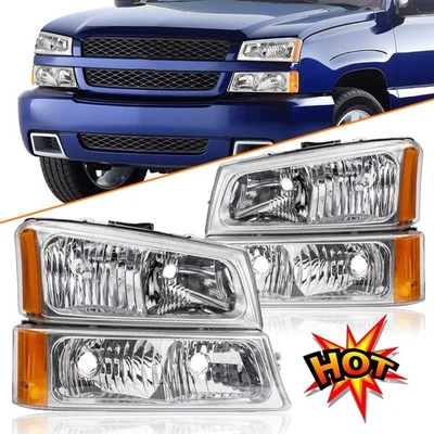 Par de faros con juegos de luces de parachoques para Chevy Silverado 1500 2500HD 2003-2006 Foto 1 de 4