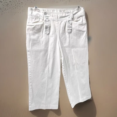 Женские эластичные брюки-капри Larry Levine размер 12 с матросской передней частью кремово-белые - Изображение 1 из 4