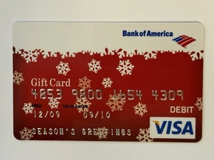 Tarjeta de regalo de débito Bank of America▪️No es una tarjeta de crédito▪️2010 Exp▪️Copos de nieve - Imagen 1 de 2