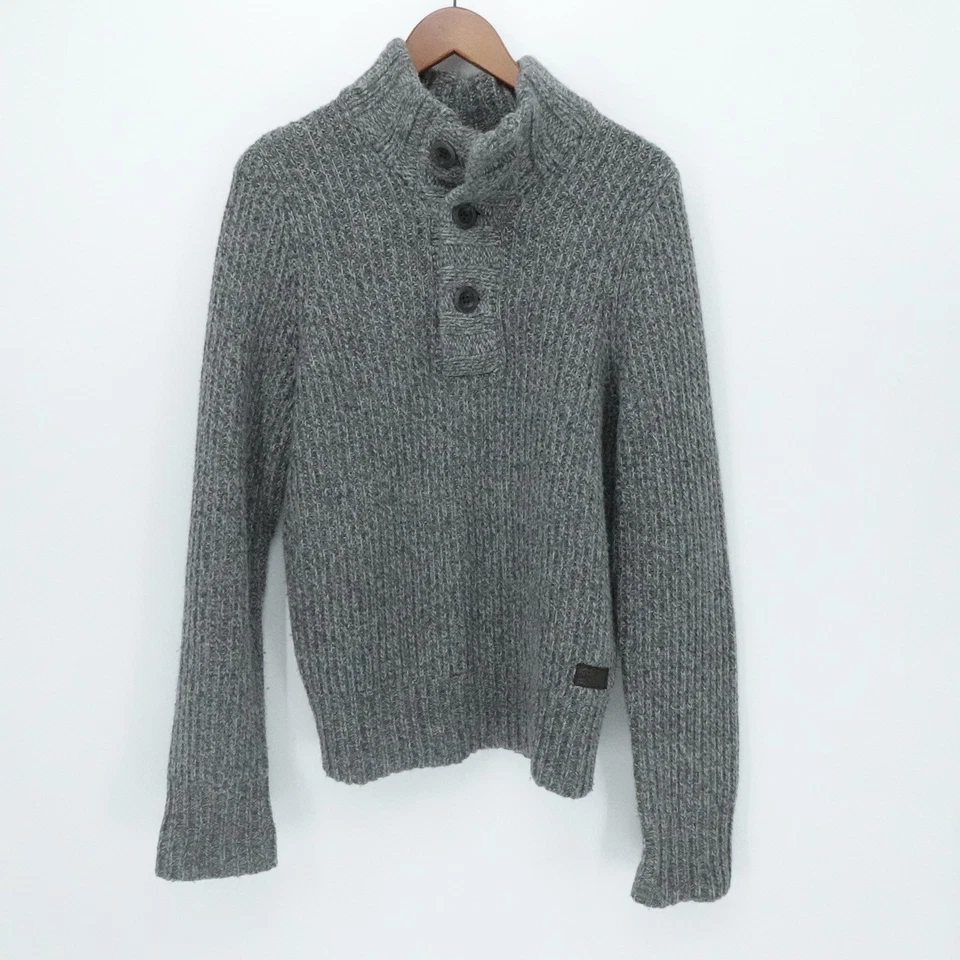 Suéter Ruehl No.925 Para Hombres Gris Medio Lana Mezcla Cachemira Mantón Botón Informal Foto 1 de 4