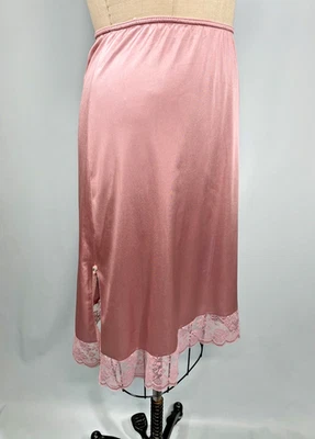 Vintage Slip TALLA MEDIANA Rosa MAIDENFORM CHANTILLY Años 80 90 Encaje Hendidura Foto 1 de 4