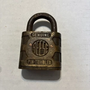 Vintage Reese  Cylinder Brass Padlock Lock no  Key Made In USA - Picture 1 of 5