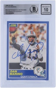 Dan Marino Miami Dolphins Autographed 1989 Score #13 Beckett Fanatics 10 Card - Picture 1 of 2