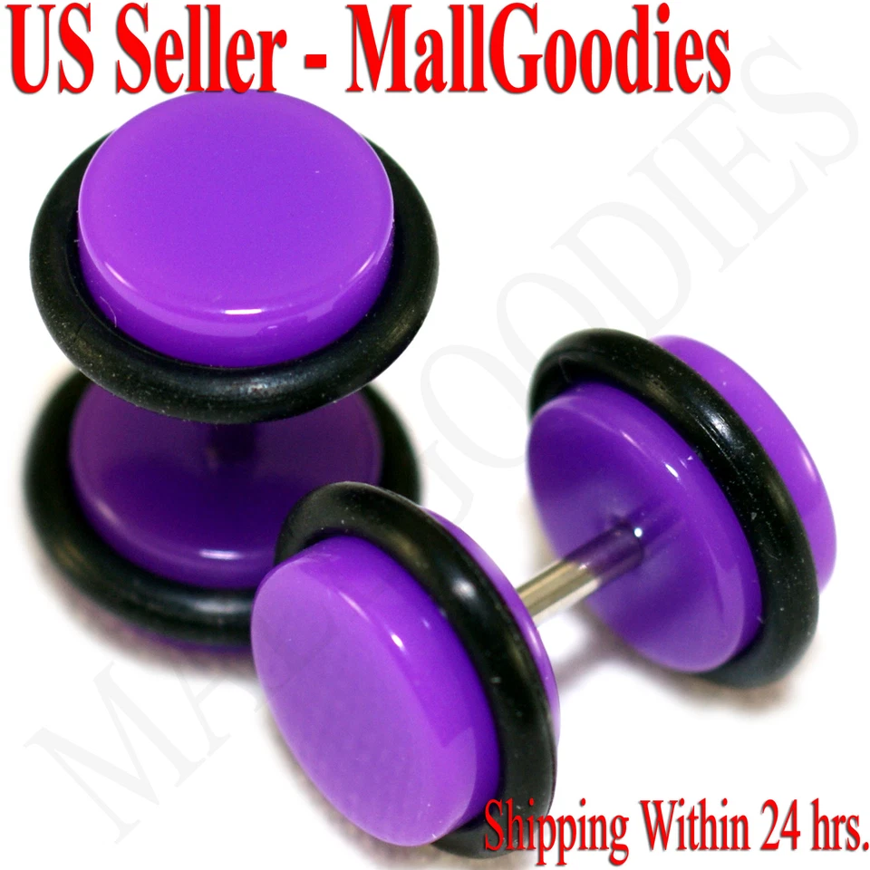 2033 Púrpura Violeta Falso Tramposo Ilusión Imitación Tapones para los Oídos 16G Bar 0G = 8 mm - 2 piezas Foto 1 de 1