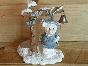 Teelichthalter Bär mit Metallglocke , Blausilber incl. Teelicht - Bild 1 von 3