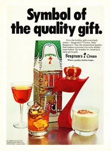 ANUNCIO DE WHISKY SEVEN CROWN DE SEAGRAM'S 7 #18 RARO "SÍMBOLO DEL REGALO DE CALIDAD" - Imagen 1 de 2