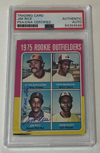 Jim Rice 1975 Topps #616 Auto Rookie Card PSA/DNA Authn Inscribed w X All Star