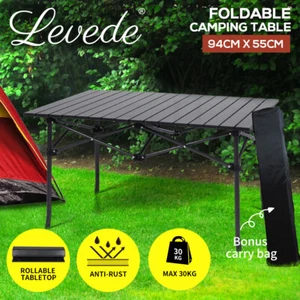 Levede Folding Camping Table Portable Aluminium Outdoor Picnic Garden Black - Picture 1 of 12