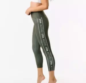 Zyia Active Light N Tight Olive Green Logo Leggings Size 4 Cropped Compression - Picture 1 of 7