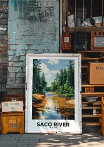 Saco River Maine Vintage Style Travel Poster - Home Decor, Wall Art - Picture 1 of 15