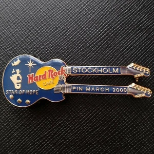 STOCKHOLM SWEDEN🇸🇪Hard Rock CAFE®HRC PIN🎸MARCH 2000🎸Star of HOPE BLUE Guitar - Picture 1 of 3