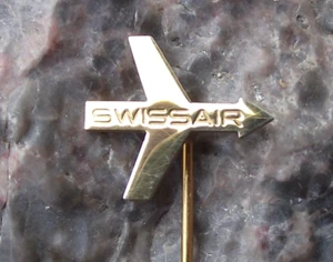 Insignia prendedor vintage Swiss Air Swissair Airline Arrow Jet logotipo Suiza - Imagen 1 de 2