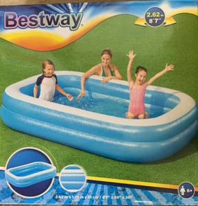 Large Bestway Inflatable Rectangular Paddling Family Swiming Pool Outdoor Garden - Picture 1 of 7