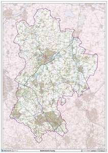 Bedfordshire Ceremonial County Map - County Map of Bedfordshire - Picture 1 of 5