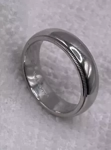 Tiffany & Co Platinum Classic Double Milgrain Wedding Band Ring 6mm Tamaño 8.25 US - Imagen 1 de 7
