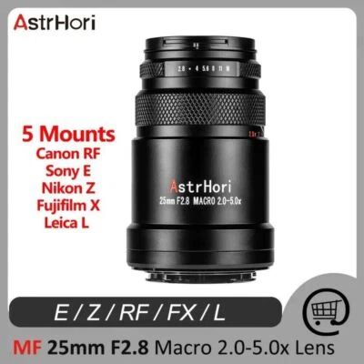 AstrHori 25mm F2.8 2x-5x Ultra Macro Lens for Canon Nikon Sony Fuji L-Mount  - Image 1 of 4