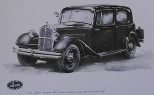Skoda Tipo 637 1932 Quadro Auto Vladimir Bidlo Illustrazione Stampata  - Foto 1 di 3