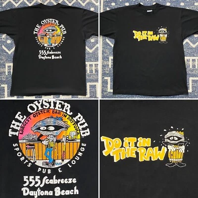 Винтажная футболка 90-х XL OYSTER PUB одинарный шов Daytona DO IT... RAW мотоциклиста Harley - Изображение 1 из 4