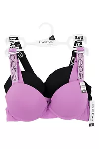 Reggiseno push up sexy BEBE intimo 2 pezzi ferretto 34BC 36BCD 38C nero lilla 3037 - Foto 1 di 3
