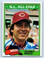 1981 Topps #600 Johnny Bench Signed Card NM