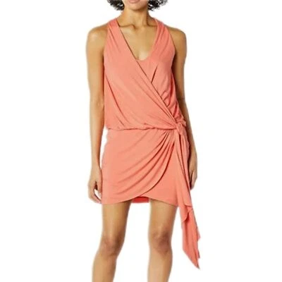 Bailey 44 New Dimension Coral Wrap Mini Dress Womens Small Ruffle Tie Summer NWT - Image 1 of 4