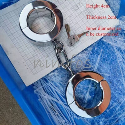 4CM Customizable Heavy Duty 100% Stainless Steel Hand Ankle Round/oval Ring Foto 1 de 4