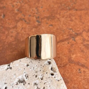 14 Kt Gelbgold breiter dicker Zigarrenbandring NEU Größe 7 Statement Stück 16 mm flach - Bild 1 von 8
