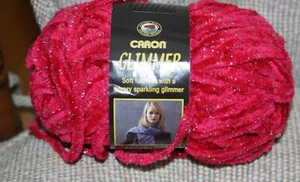 Caron Glimmer Red Metallic Chanelle Yarn Crochet Knit Craft Fast Shipping  - Picture 1 of 2