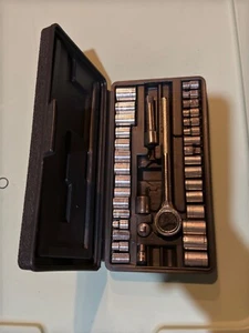 SOCKET SET 1/4" 3/8" DRIVE SOCKET WRENCH SET METRIC AND SAE WITH CASE #R342 - Picture 1 of 2