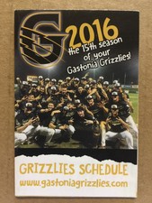 2016 Gastonia Grizzlies Summer Collegiate Baseball CPL Pocket Schedule