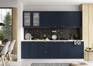 EINBAUKÜCHE KÜCHENZEILE ADELE BLAU MATT 240 CM MIT ERWEITERUNGEN #L22200 - Bild 1 von 10