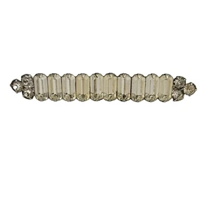 Silver Tone Clear Baguette Rhinestone Art Deco Bar Pin - Picture 1 of 5