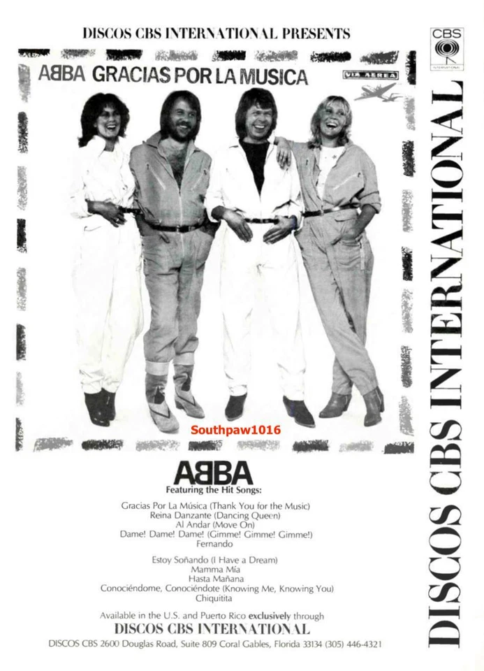 1980 ABBA "Gracias Por La Musica" Album Release Music Industry Promo Ad Reprint - Image 1 of 1