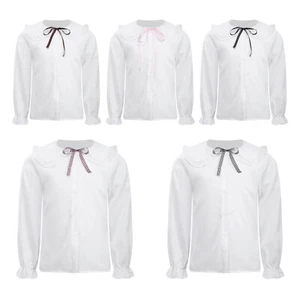 Kids Girls Blouse Doll Collar Tops Princess Shirt Ruffled Fancy Dress Up Cute - Picture 1 of 46