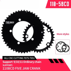 110BCD 5-Bolt Double Chainring AERO Chainring for Road Bike Gravel Bike 9/10/11S - Picture 1 of 28