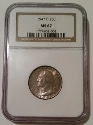 1947 D Washington Quarter MS67 NGC Toned - Image 1 of 4