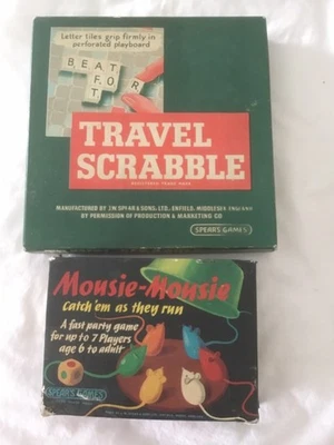Vintage TRAVEL SCRABBLE & MOUSIE MOUSIE Game By Spears Games (2) - Image 1 of 4