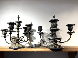 Antiker Jugendstil Kerzenleuchter 1890 mit 5 Armen gestempelt vergoldet Gorham Co 30072 - Bild 1 von 6