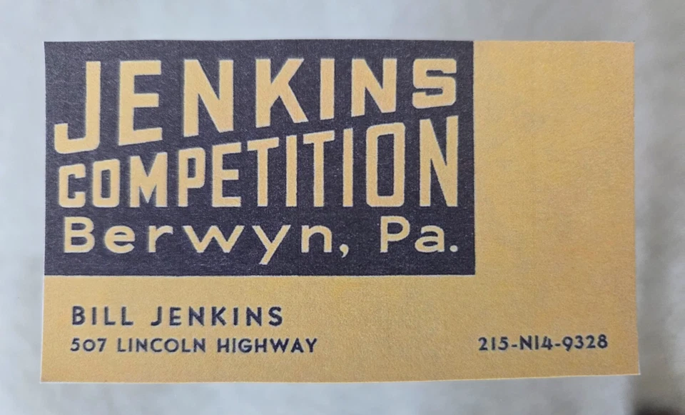 Bill "Grumpy" Jenkins Chevrolet Drag Racer Business Card  RARE! - Image 1 of 1