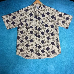 VTG Cambridge Classics Men’s Hawaiian Shirt XXL Linen Cotton Tiki Button Up - Picture 1 of 12