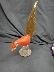 ESCULTURA DE PÁJARO FAISÁN GRANDE DE CRISTAL DE MURANO SOPLADO A MANO DE COLECCIÓN - Imagen 1 de 16