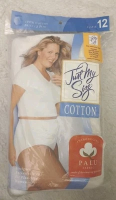 Just My Size Brief Panty 3 Pair 100% Cotton Panties Vtg Y2K 2000 NOS New Size 12 - Image 1 of 2