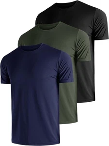 3 Pack Men's Dry Fit Shirts, Moisture 3X-Large, Black/Navy Blue/Army Green - Picture 1 of 7
