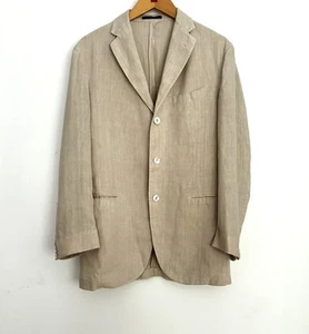 Boglioli K Beige Natural Linen Slim Suit Three Button Blazer Jacket 48, 36-38L - Picture 1 of 13