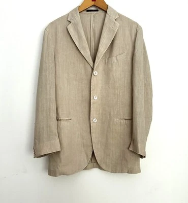 Boglioli K Beige Lino Natural Traje Ajustado Tres Botones Blazer Chaqueta 48, 36-38L Foto 1 de 4