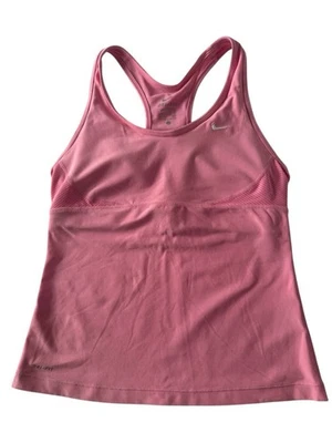 Camiseta sin mangas Nike Dri-Fit para mujer grande rosa corredor espalda con sujetador de estante incorporado #4987 Foto 1 de 4
